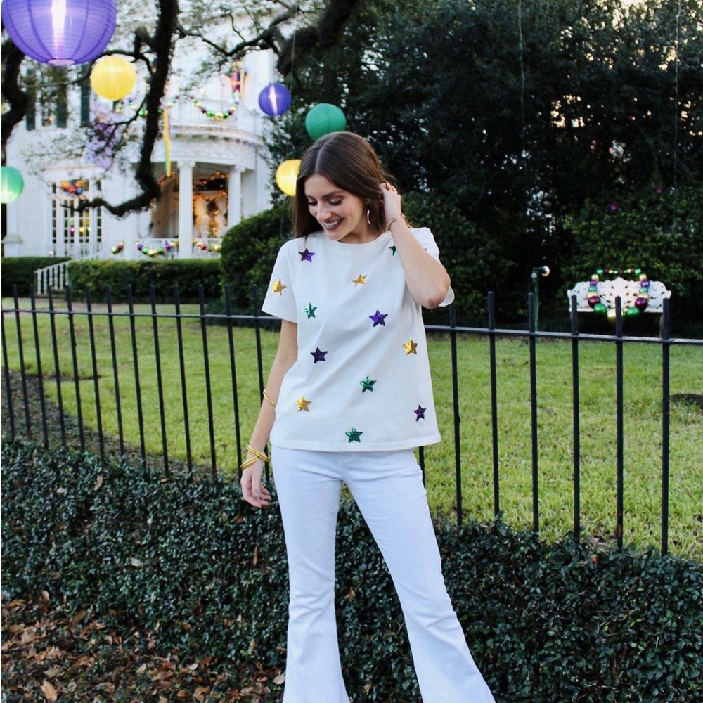 Sparkle City Mardi Gras Sequin Star Tee